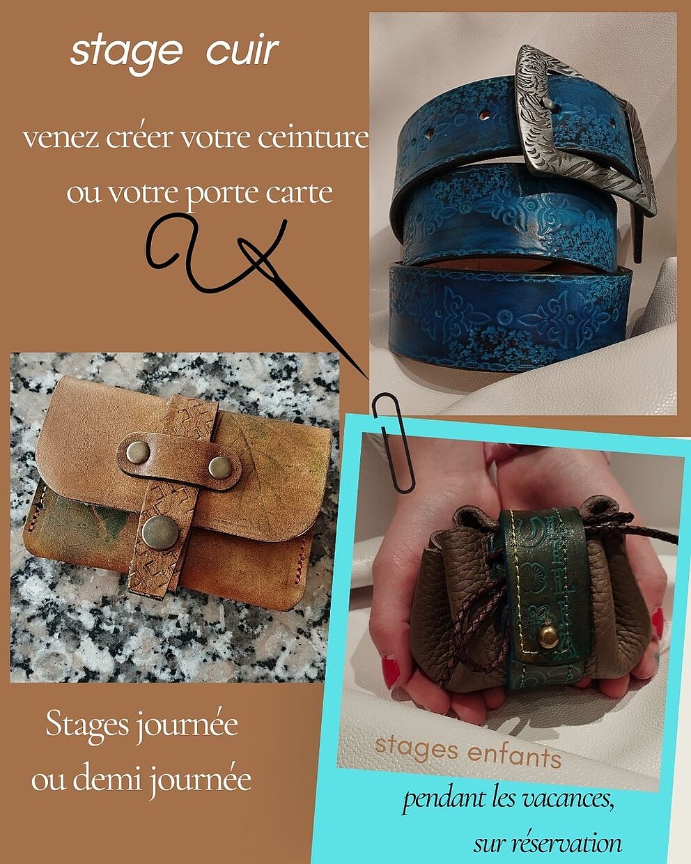 en juillet, stages maroquinerie à la demande !