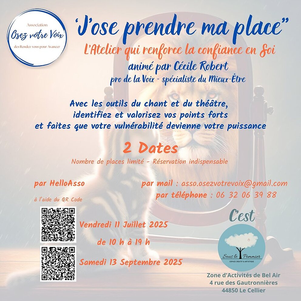 ATELIER : J'ose prendre ma place ! par l'association "OSEZ SA VOIX" Cécile ROBERT