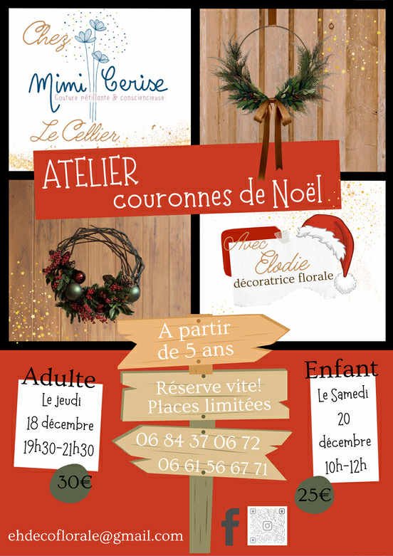 Ateliers Couronne de Noel chez Mimi Cerise